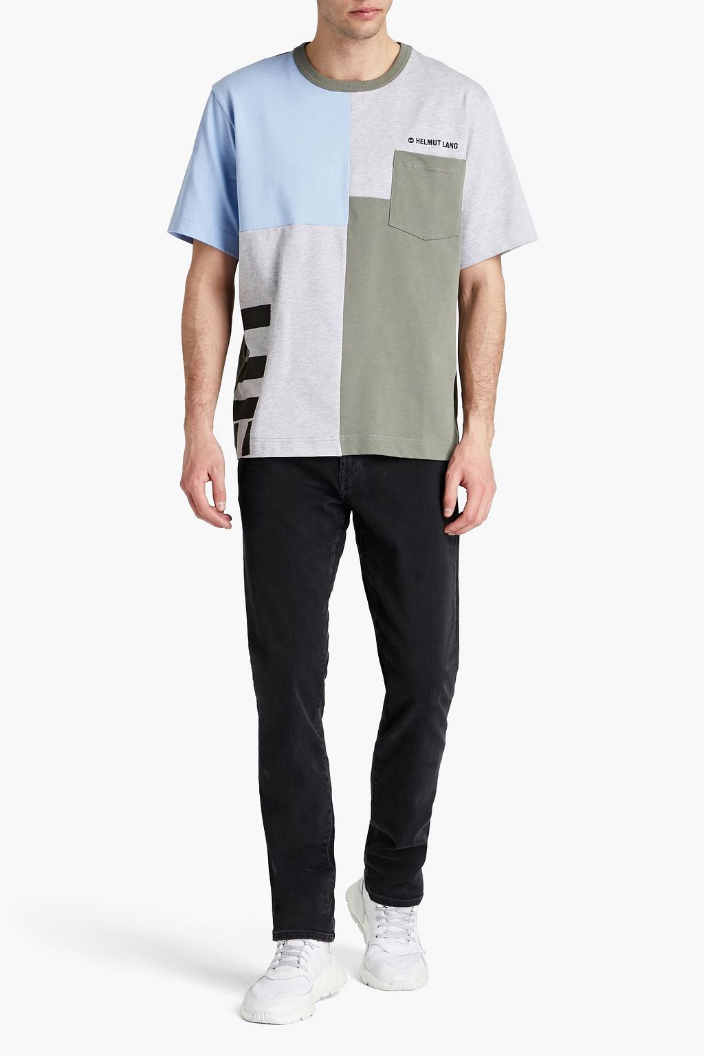 HELMUT LANG Patchwork-effect printed cotton-jersey T-shirt