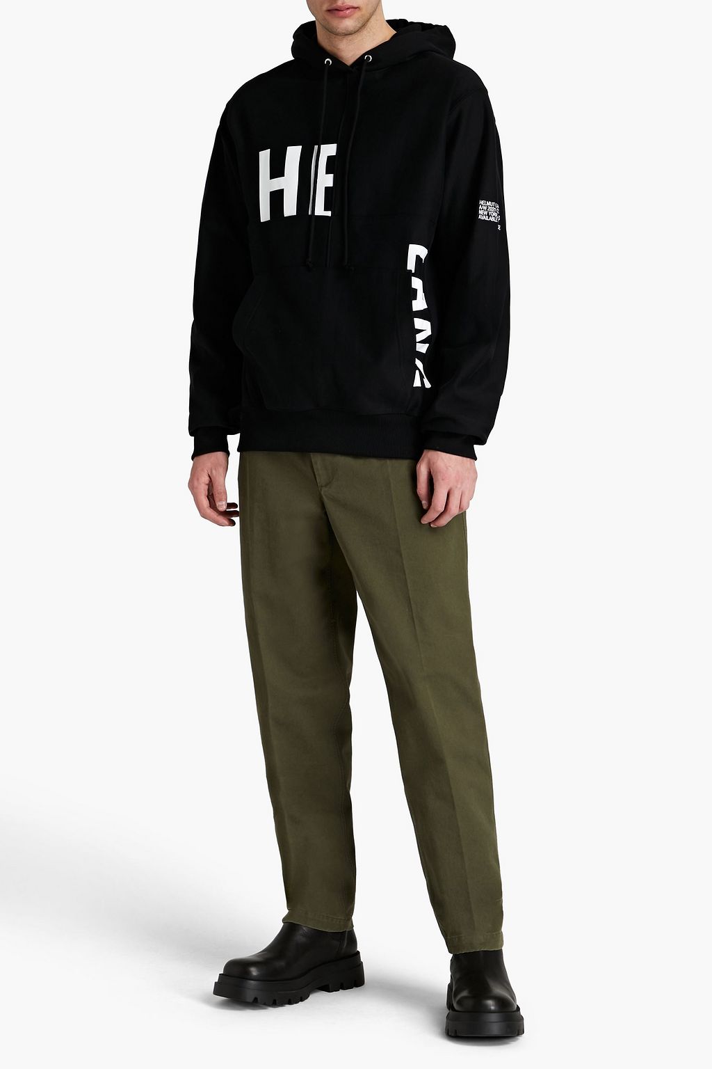 HELMUT LANG Logo-print French cotton-terry hoodie
