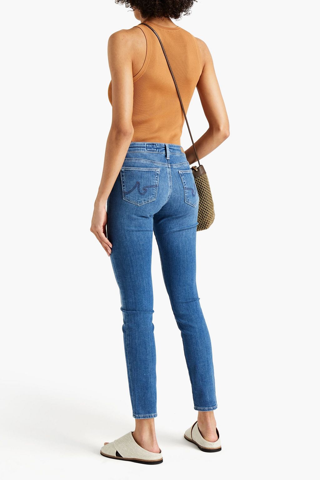 AG JEANS Prima faded mid-rise skinny jeans