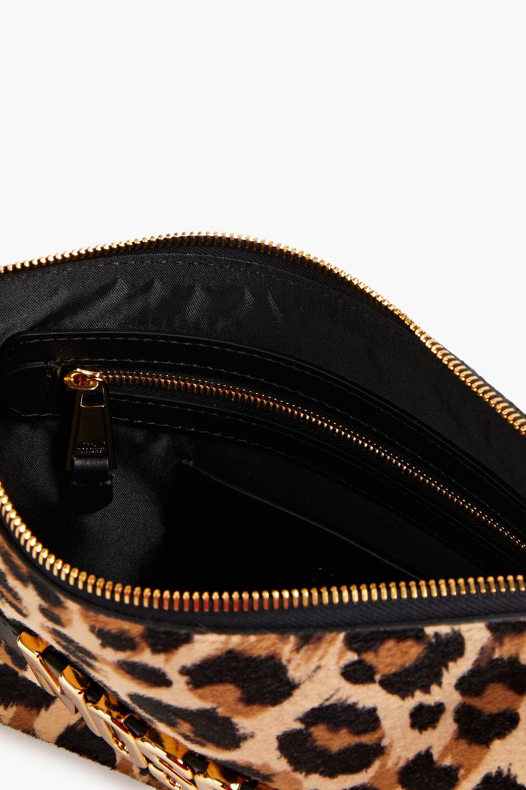 MOSCHINO Leopard-print calf hair pouch