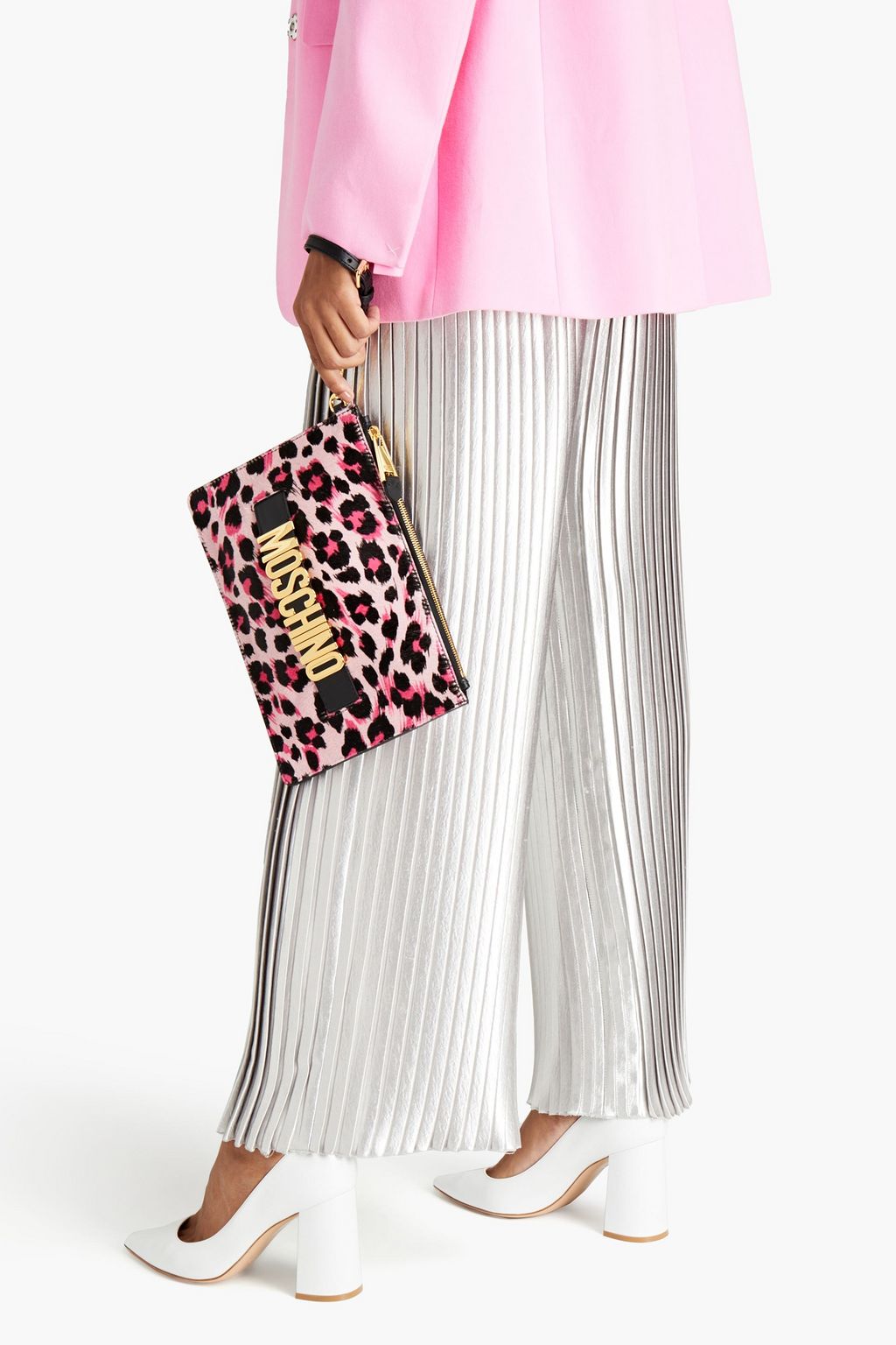 MOSCHINO Pochette aus Kalbshaar mit Leopardenprint