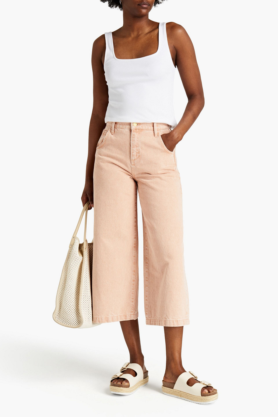 Triarchy Cropped High-rise Wide-leg Jeans In Blush