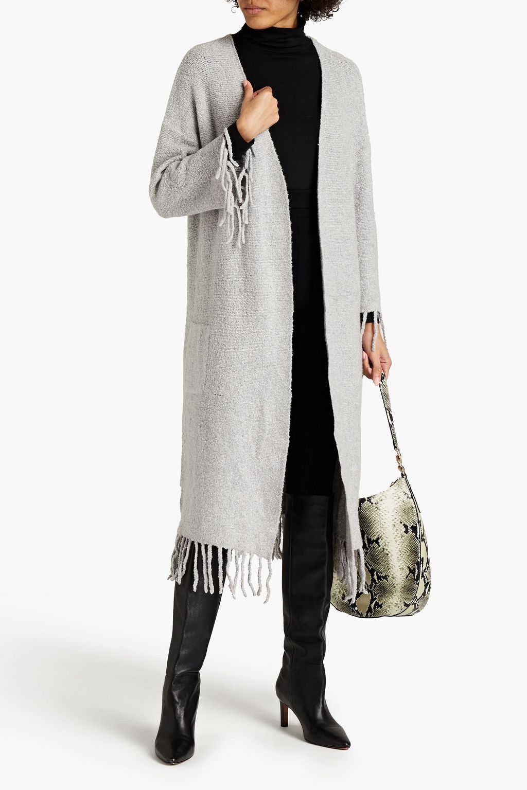 AUTUMN CASHMERE Metallic bouclé-knit merino wool-blend hoodie
