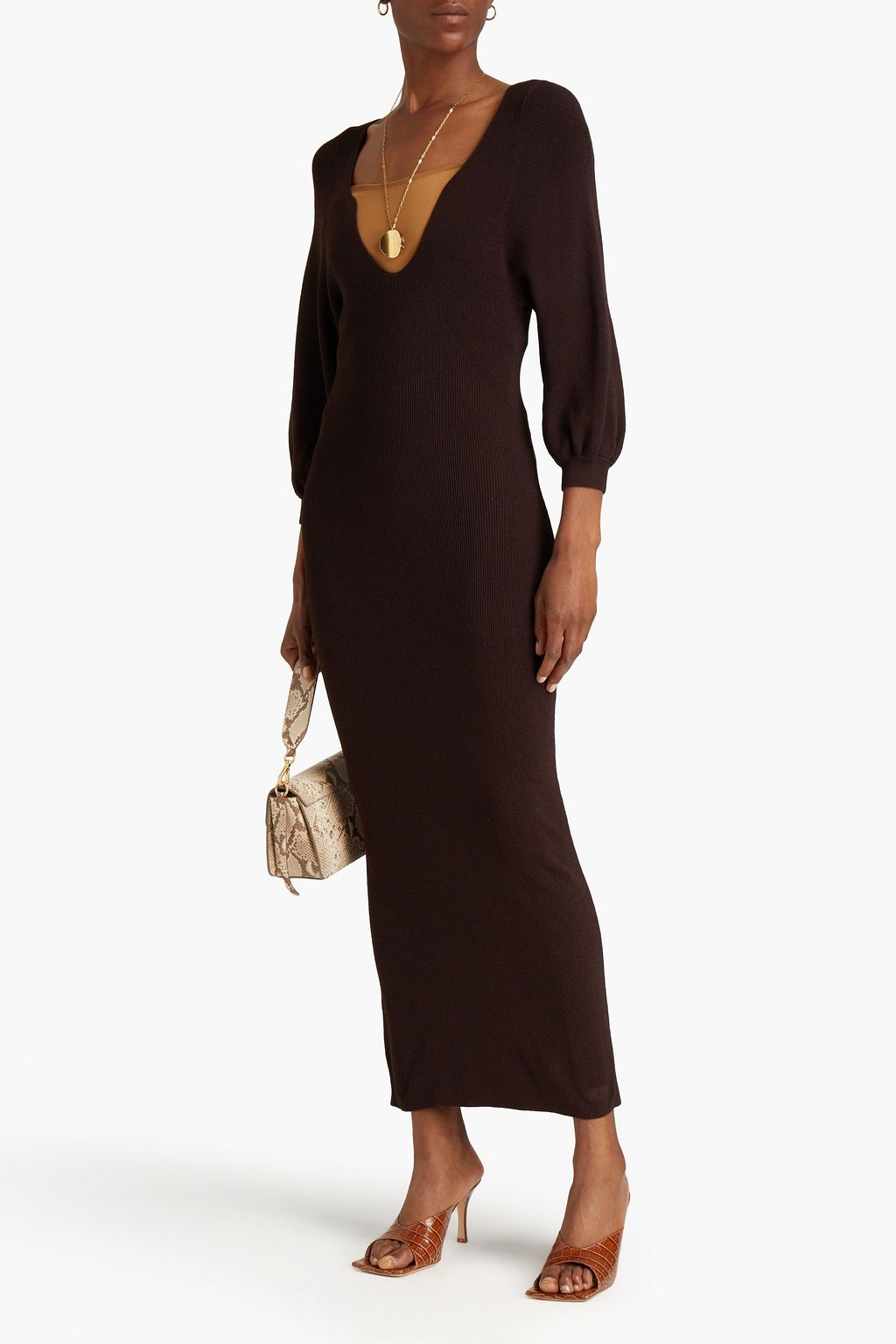 AUTUMN CASHMERE Ribbed-knit midi dress