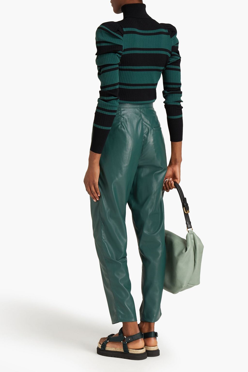 AUTUMN CASHMERE Striped ribbed-knit turtleneck sweater