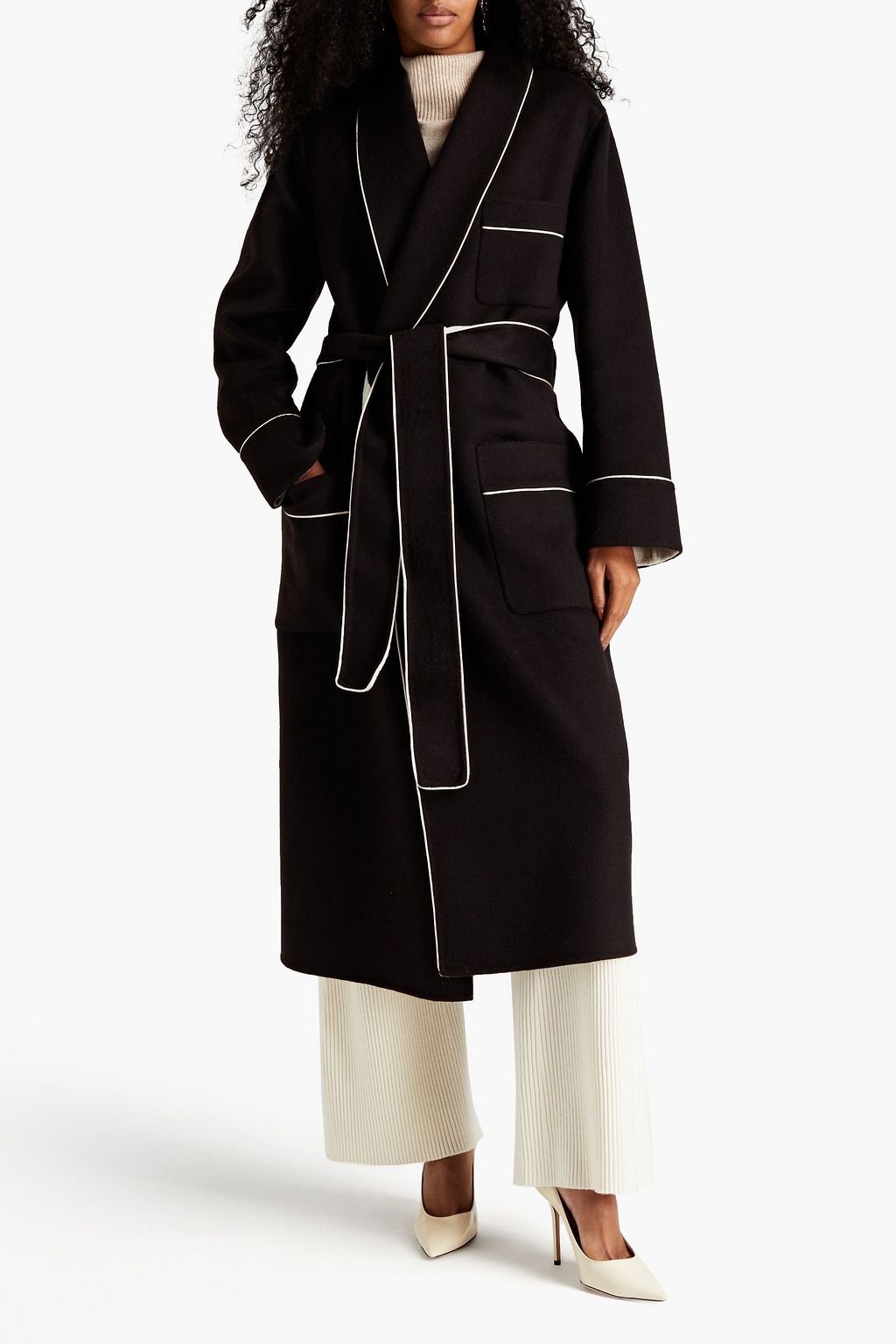 DOLCE & GABBANA Belted cashmere and wool-blend coat