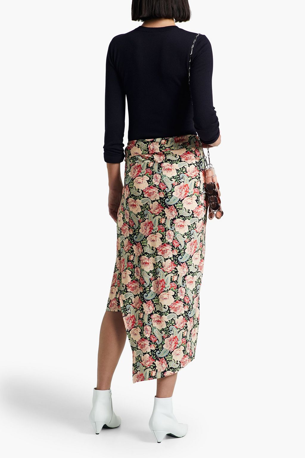 RABANNE Asymmetric printed jersey skirt