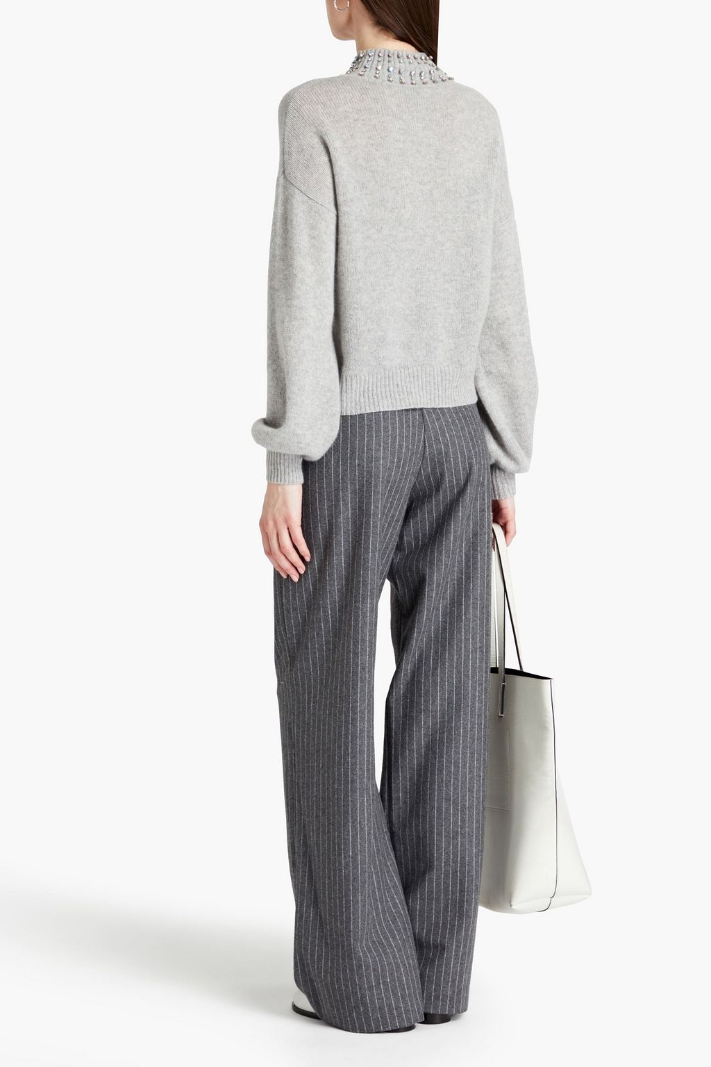 AUTUMN CASHMERE Embellished mélange cashmere sweater