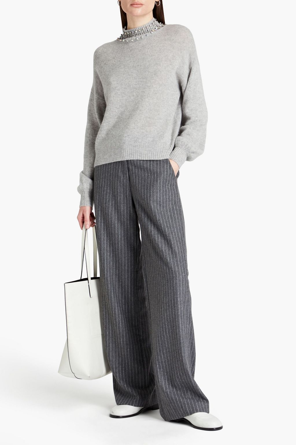 AUTUMN CASHMERE Embellished mélange cashmere sweater