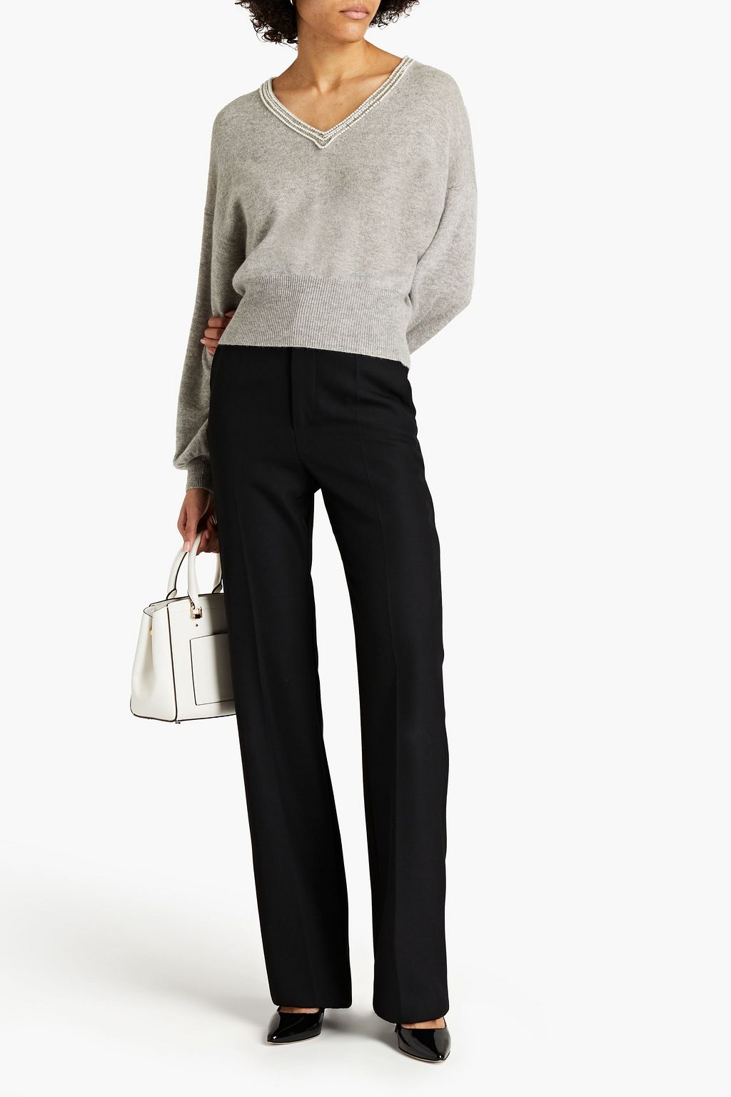 AUTUMN CASHMERE Embellished mélange cashmere sweater