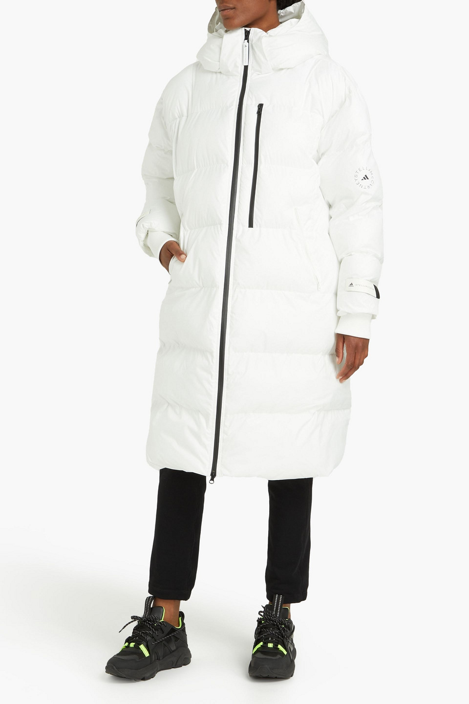 Shop Adidas By Stella Mccartney Quilted Shell Hooded Coat In White