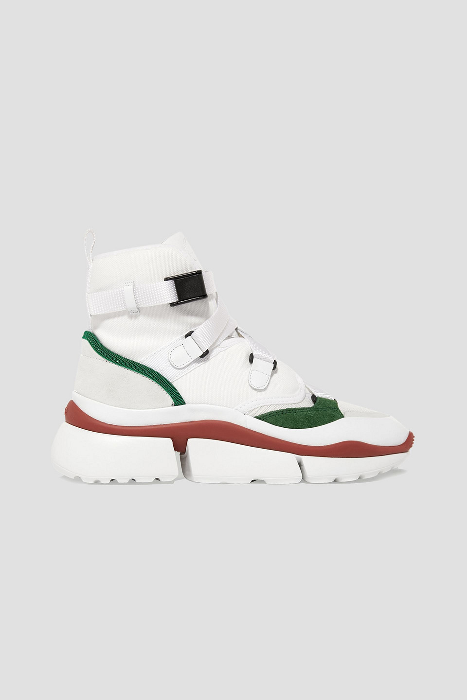 Chloé Color-block Suede, Mesh And Canvas High-top Sneakers In White