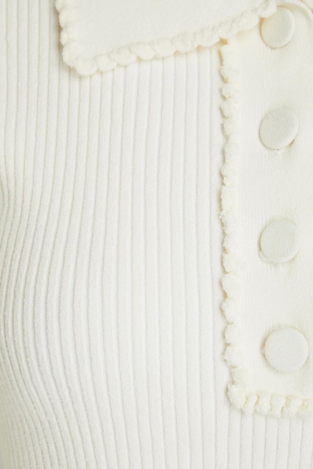 AUTUMN CASHMERE Scalloped ribbed-knit polo shirt