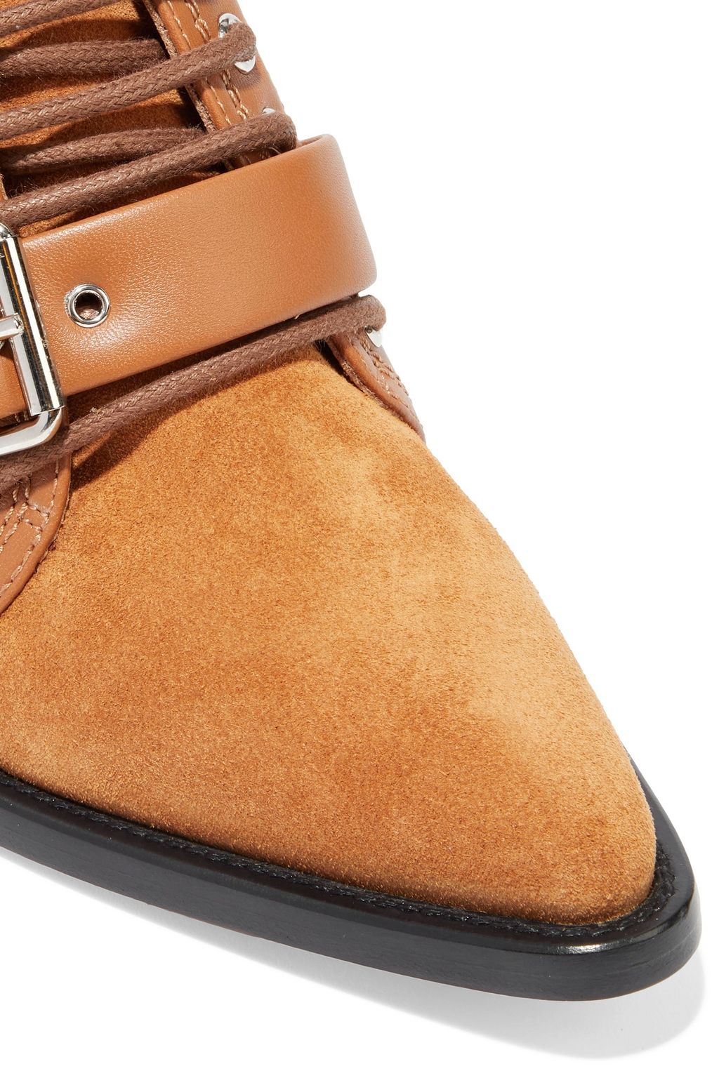CHLOÉ Cutout leather and suede ankle boots