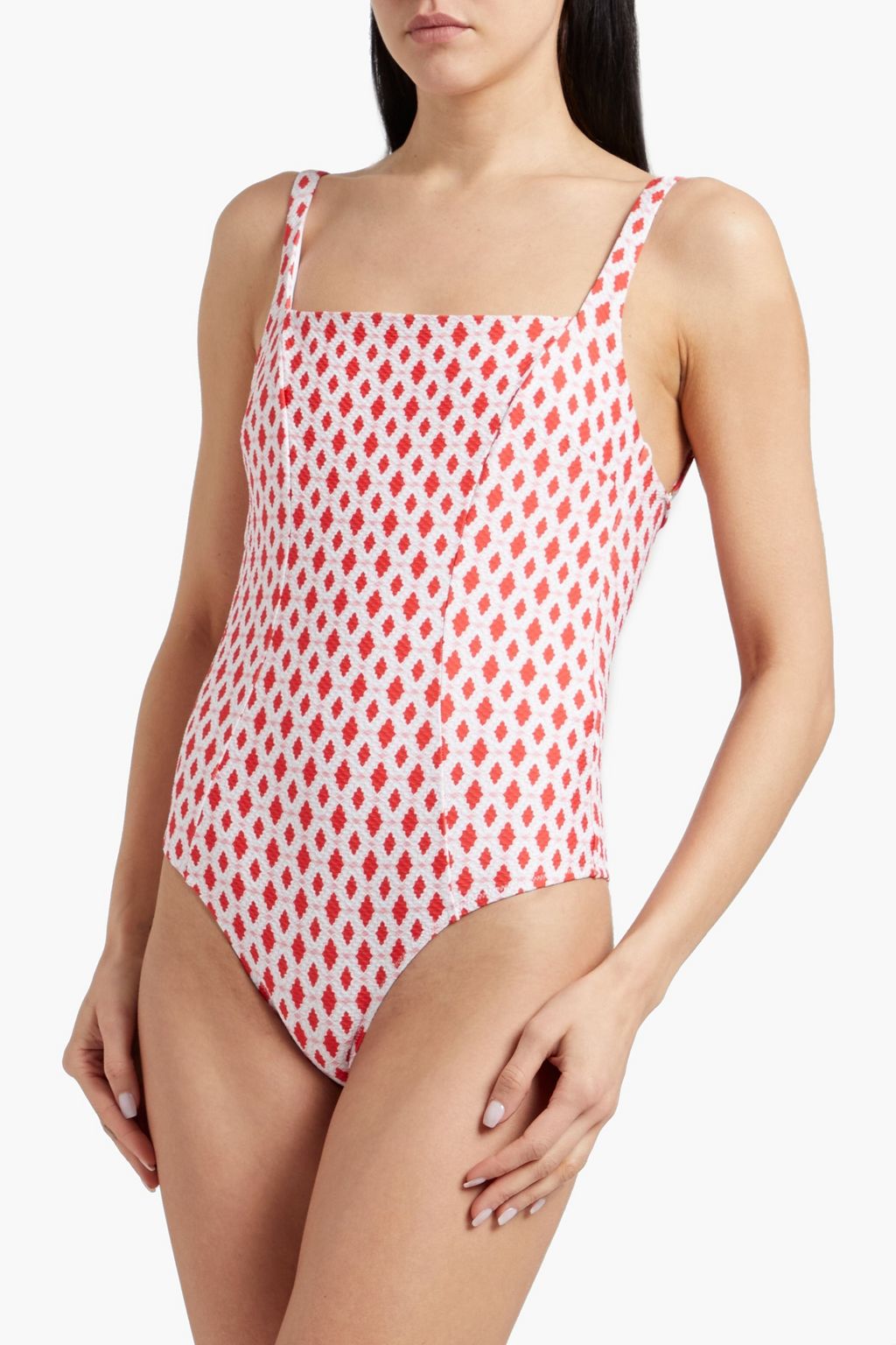 HEIDI KLEIN Printed stretch-seersucker swimsuit