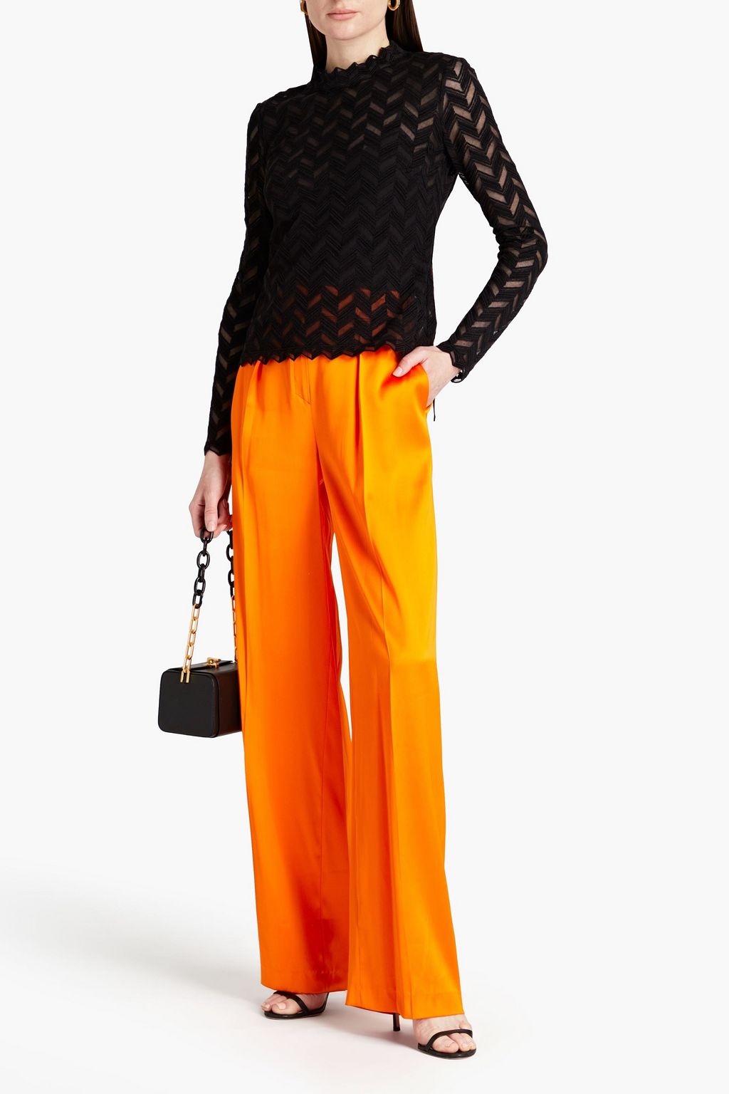 SEMSEM Dalia embroidered cotton-blend mesh top