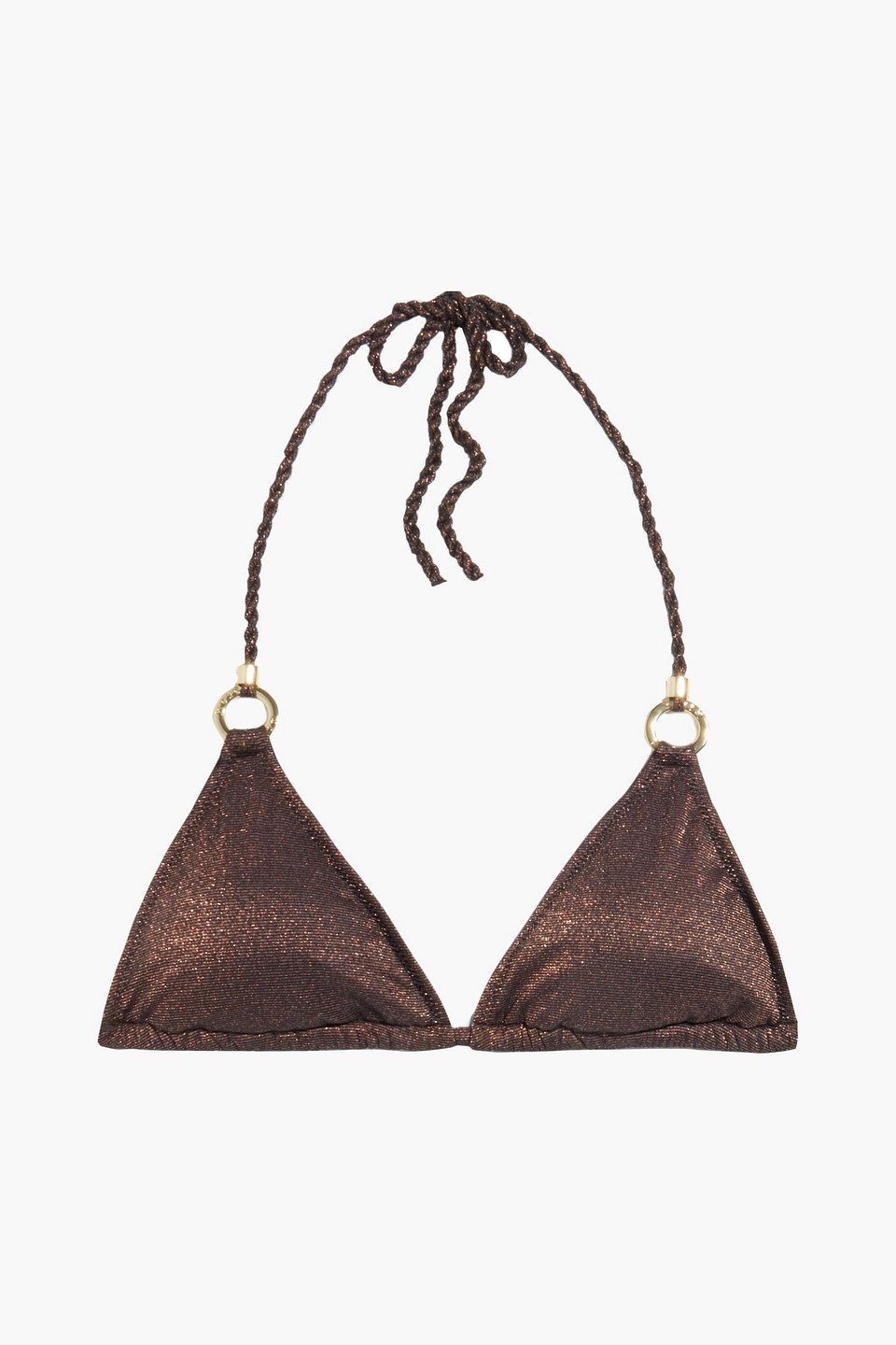 Heidi Klein Metallic Triangle Bikini Top In Brown