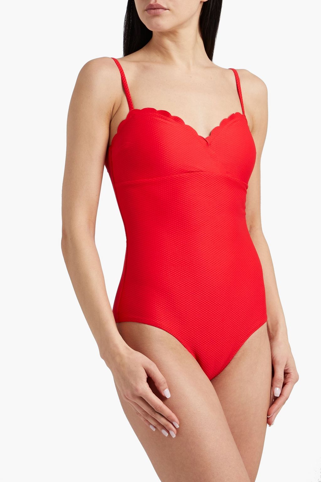 HEIDI KLEIN Scalloped stretch-seersucker swimsuit
