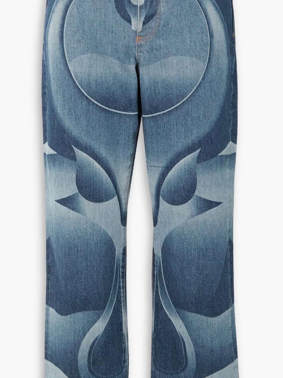 mariah frayed printed mid-rise straight-leg jeans