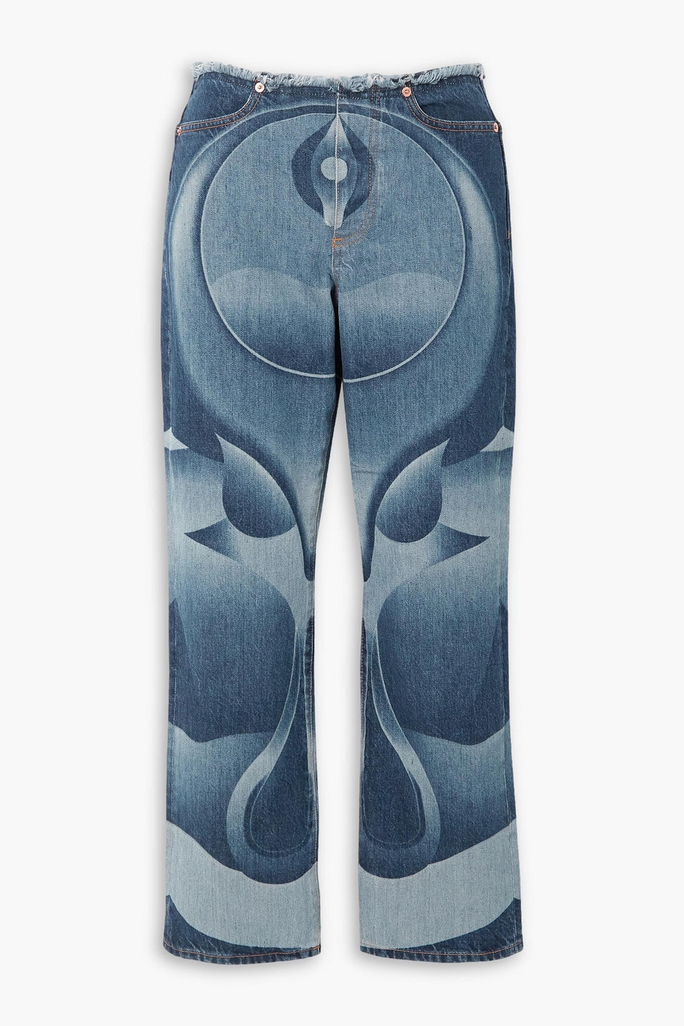 Conner Ives Mariah Low-rise Raw-waist Organic-cotton Jeans In Indigo