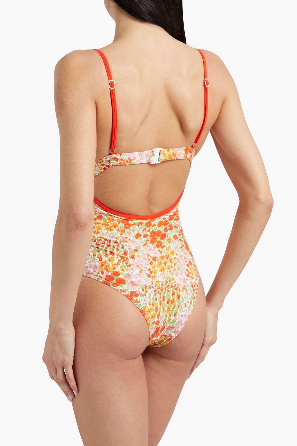 HVN Cutout floral-print swimsuit