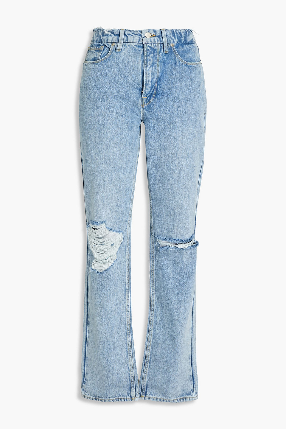 good american - good 90's icon distressed high-rise straight-leg jeans - blue - 32