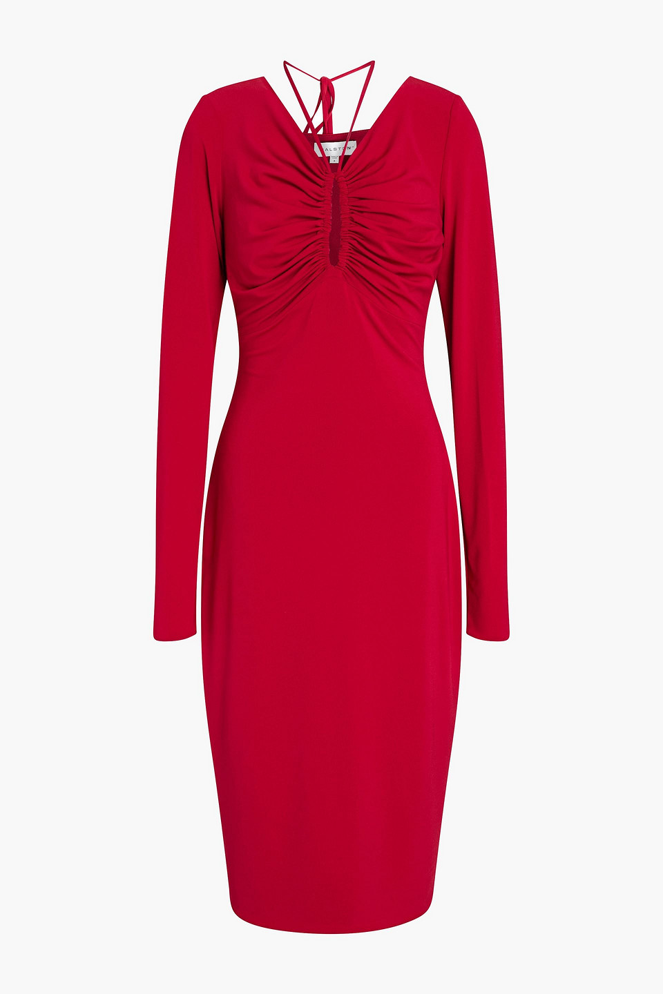 Halston Ruched jersey midi dress