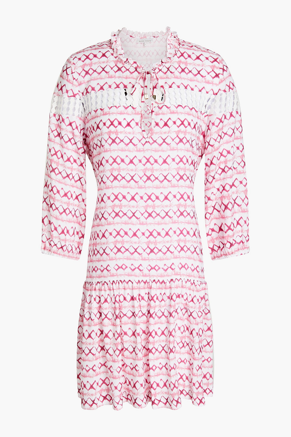 heidi klein - crochet-trimmed printed voile mini dress - pink - xs
