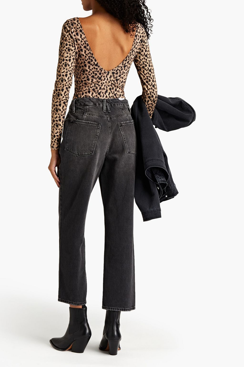 GOOD AMERICAN Good 90's Duster hoch sitzende Cropped Jeans mit geradem Bein