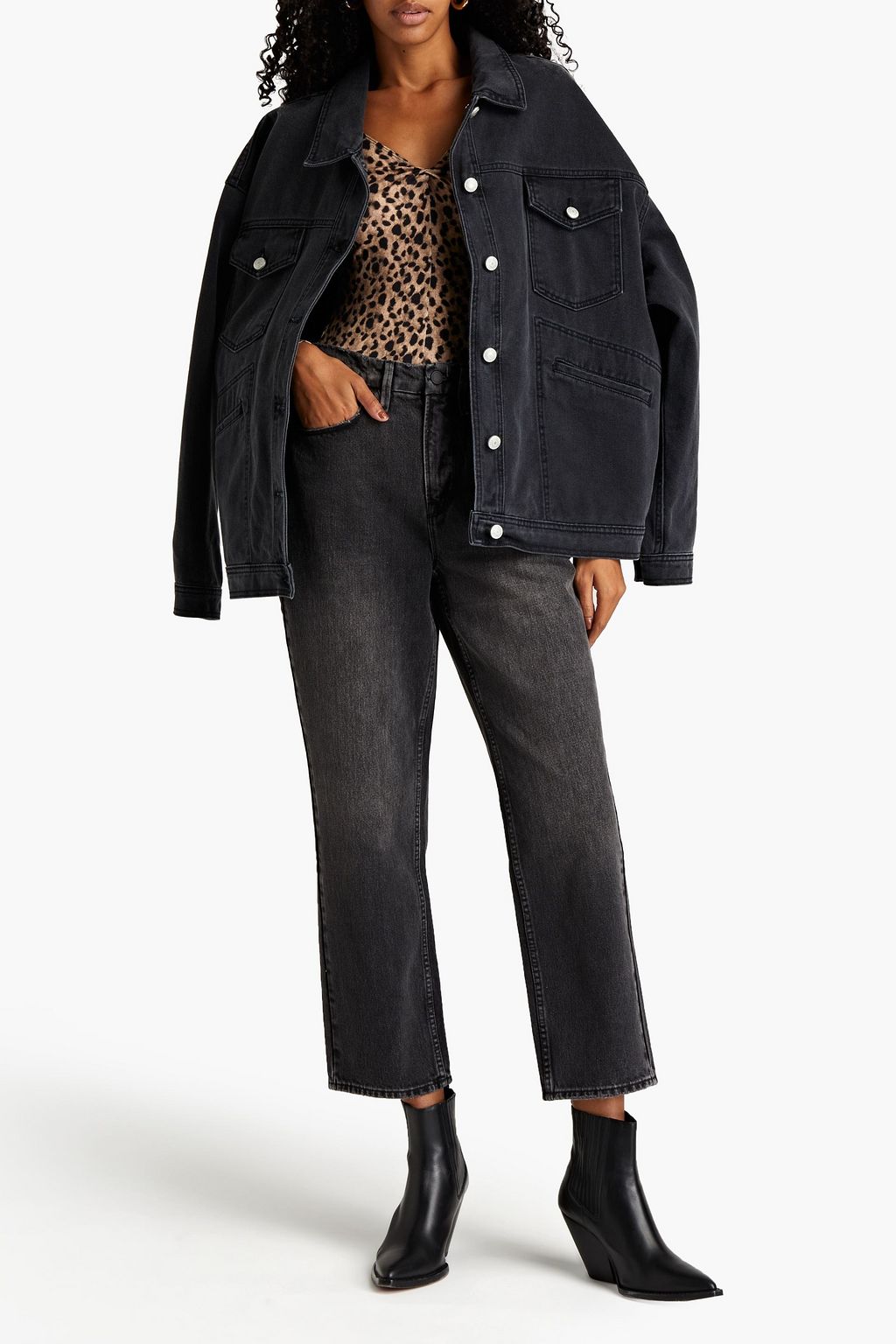 GOOD AMERICAN Good 90's Duster hoch sitzende Cropped Jeans mit geradem Bein