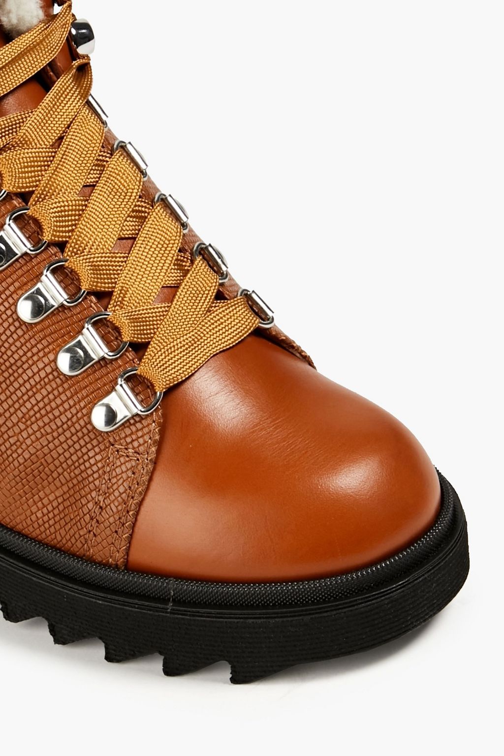 CHLOÉ Bella shearling-lined smooth and lizard-effect leather ankle boots