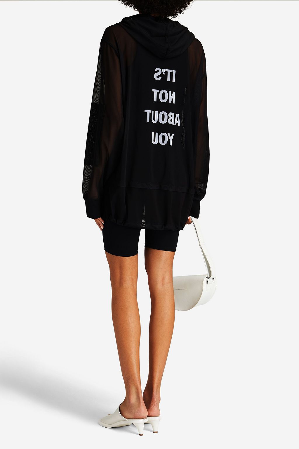 HELMUT LANG Printed cotton-blend mesh hoodie