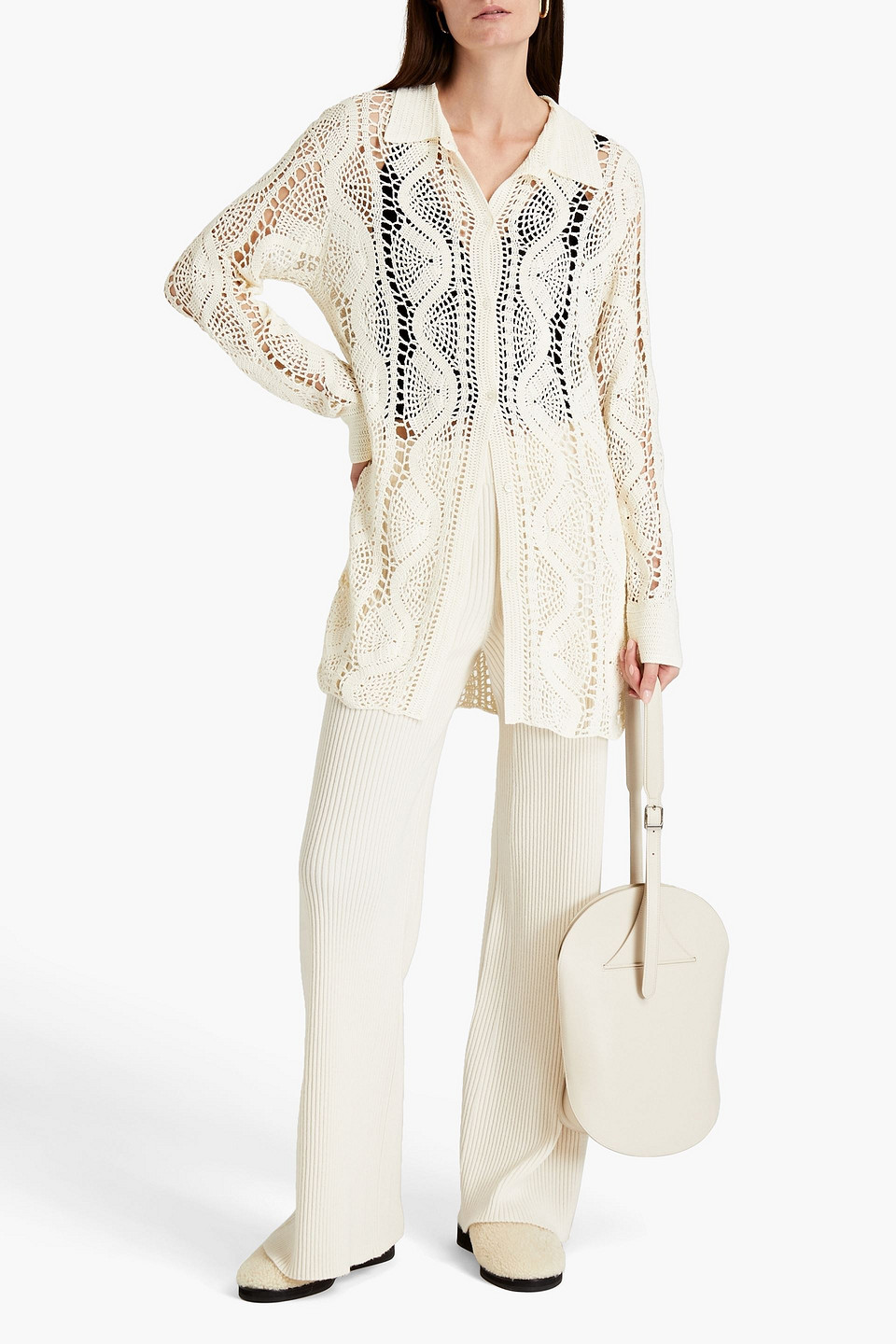 Helmut Lang Crocheted Shirt In Ecru