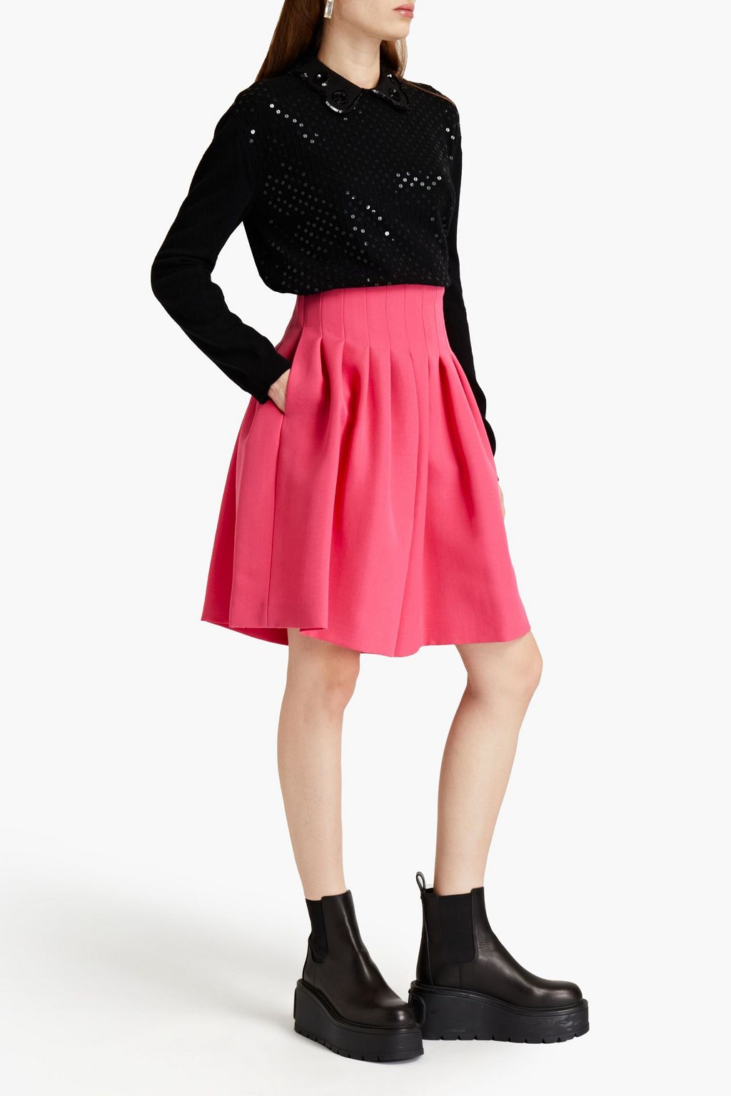 VALENTINO GARAVANI Embellished wool and cashmere-blend sweater