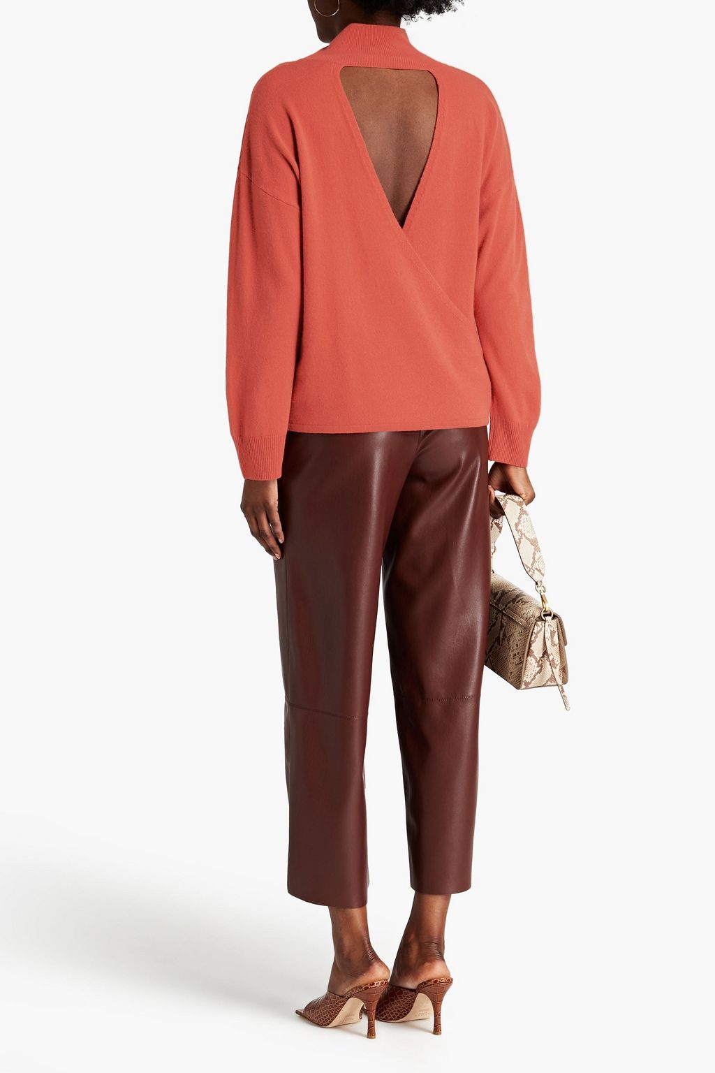 MICHELLE MASON Wrap-effect cutout wool and cashmere-blend turtleneck sweater