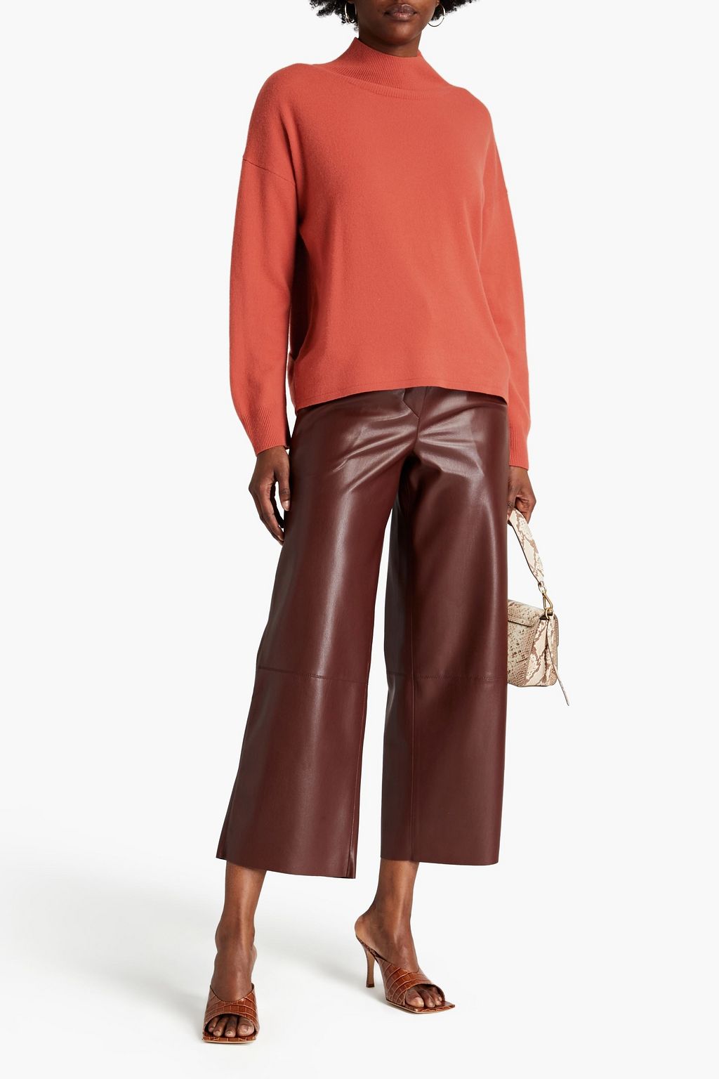 MICHELLE MASON Wrap-effect cutout wool and cashmere-blend turtleneck sweater