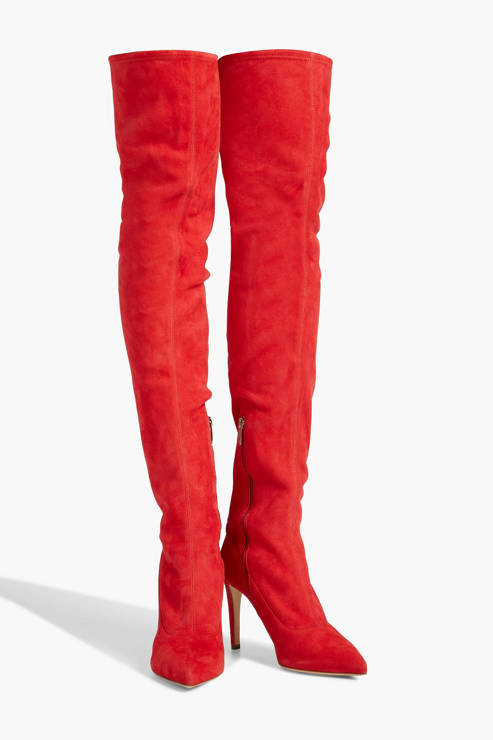 Sergio Rossi Stretch-suede Over-the-knee Boots In Red