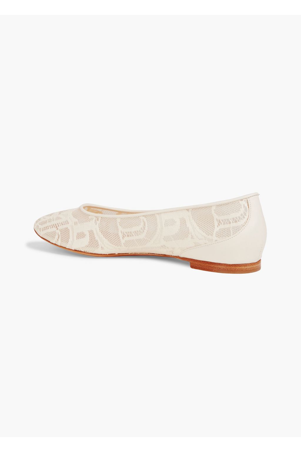CHLOÉ Rachel leather-trimmed lace ballet flats