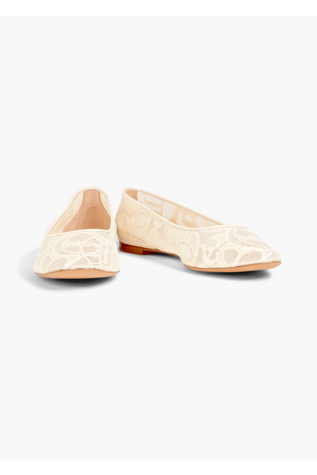 CHLOÉ Rachel leather-trimmed lace ballet flats