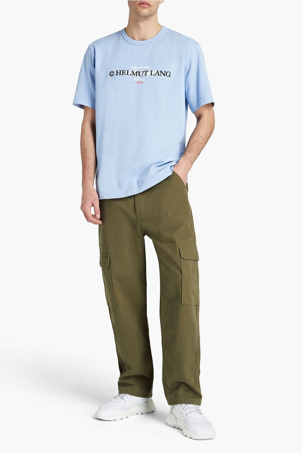 HELMUT LANG Embroidered printed cotton-jersey T-shirt