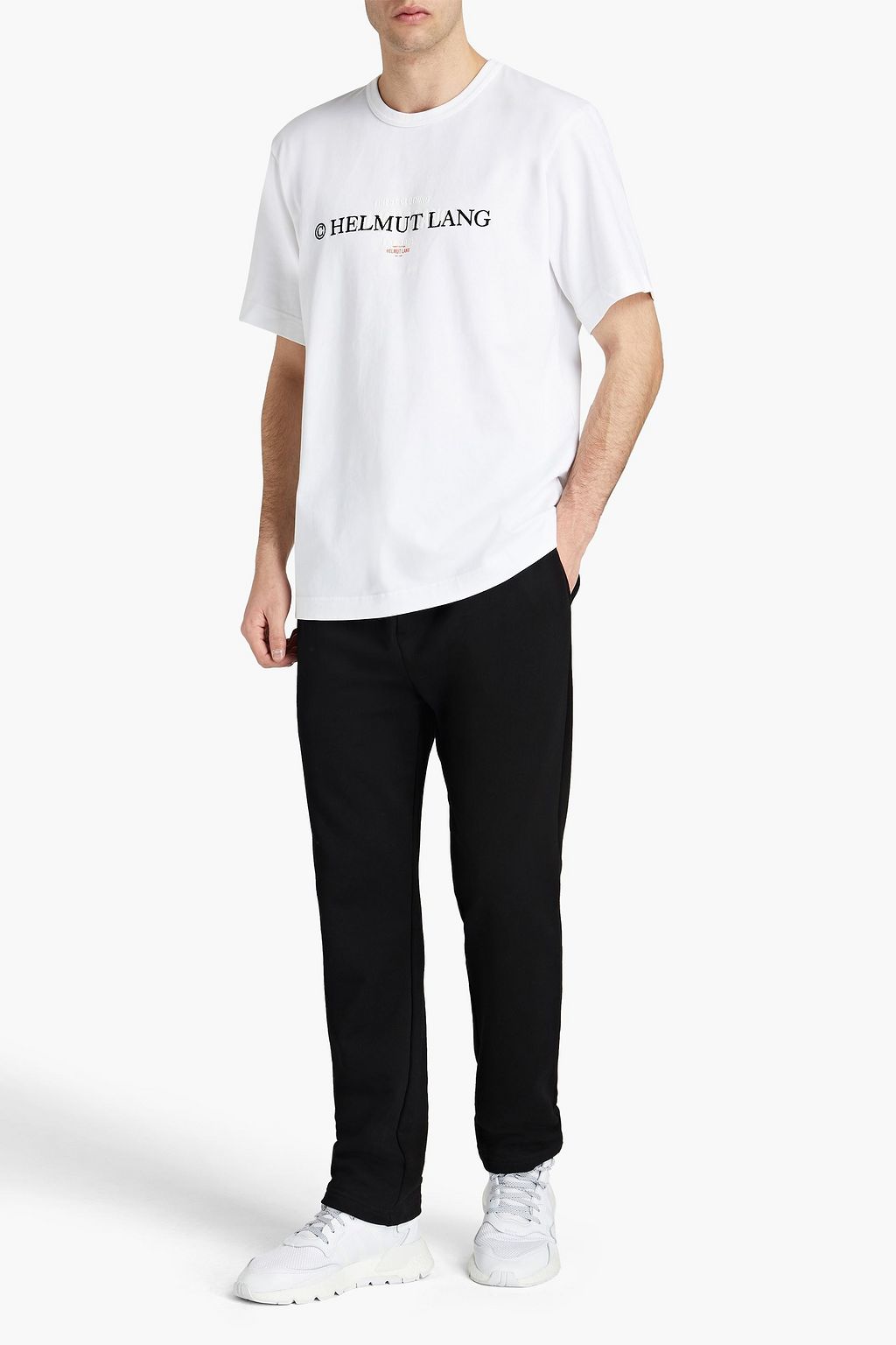 HELMUT LANG Embroidered printed cotton-jersey T-shirt