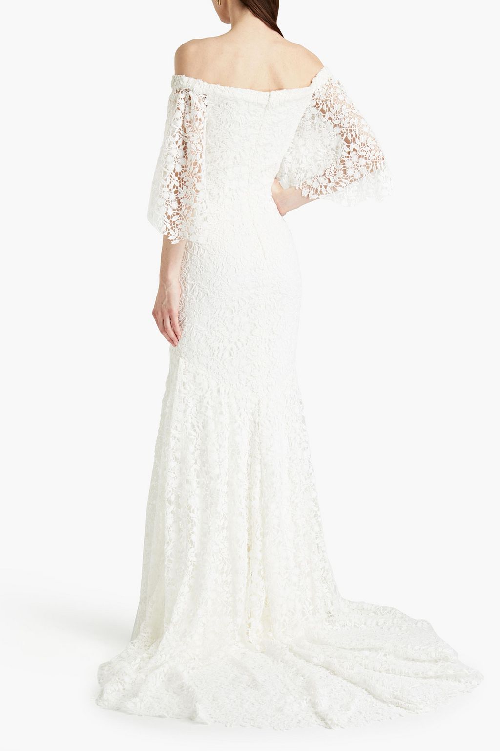 THEIA Sasha off-the-shoulder guipure lace bridal gown