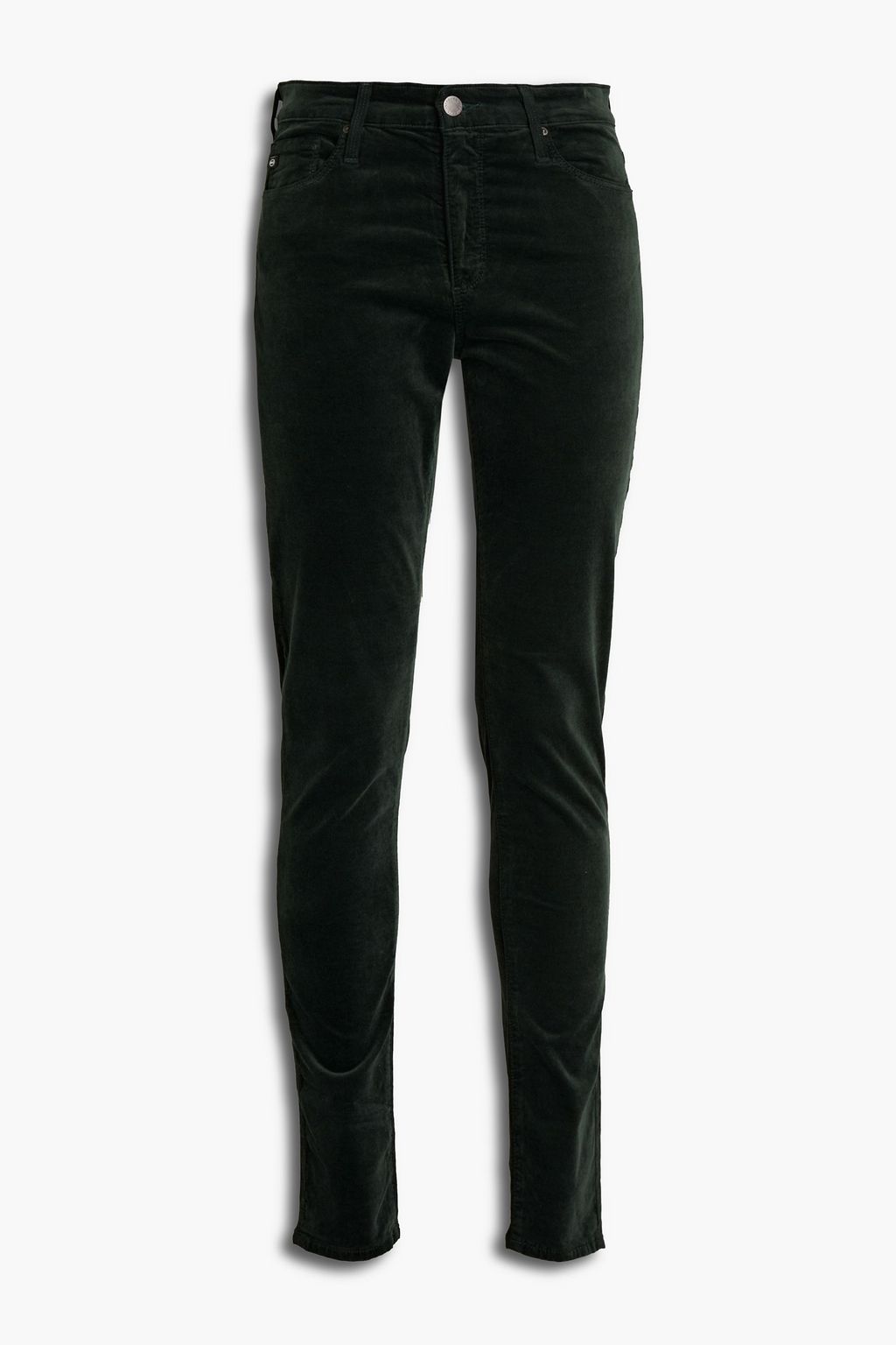 Dark green Stretch-velvet skinny pants 