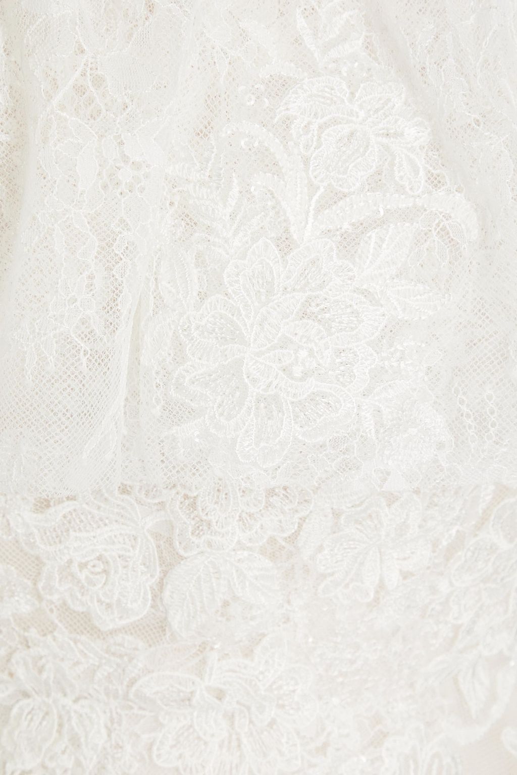THEIA Imelda off-the-shoulder embellished Chantilly lace bridal gown