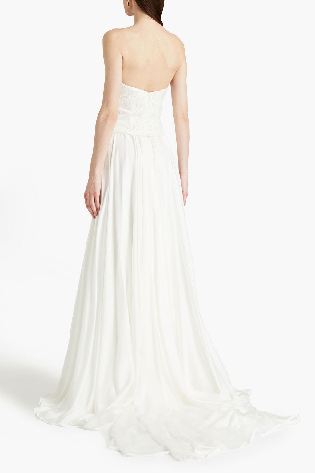 THEIA Pauline embellished embroidered tulle bustier top