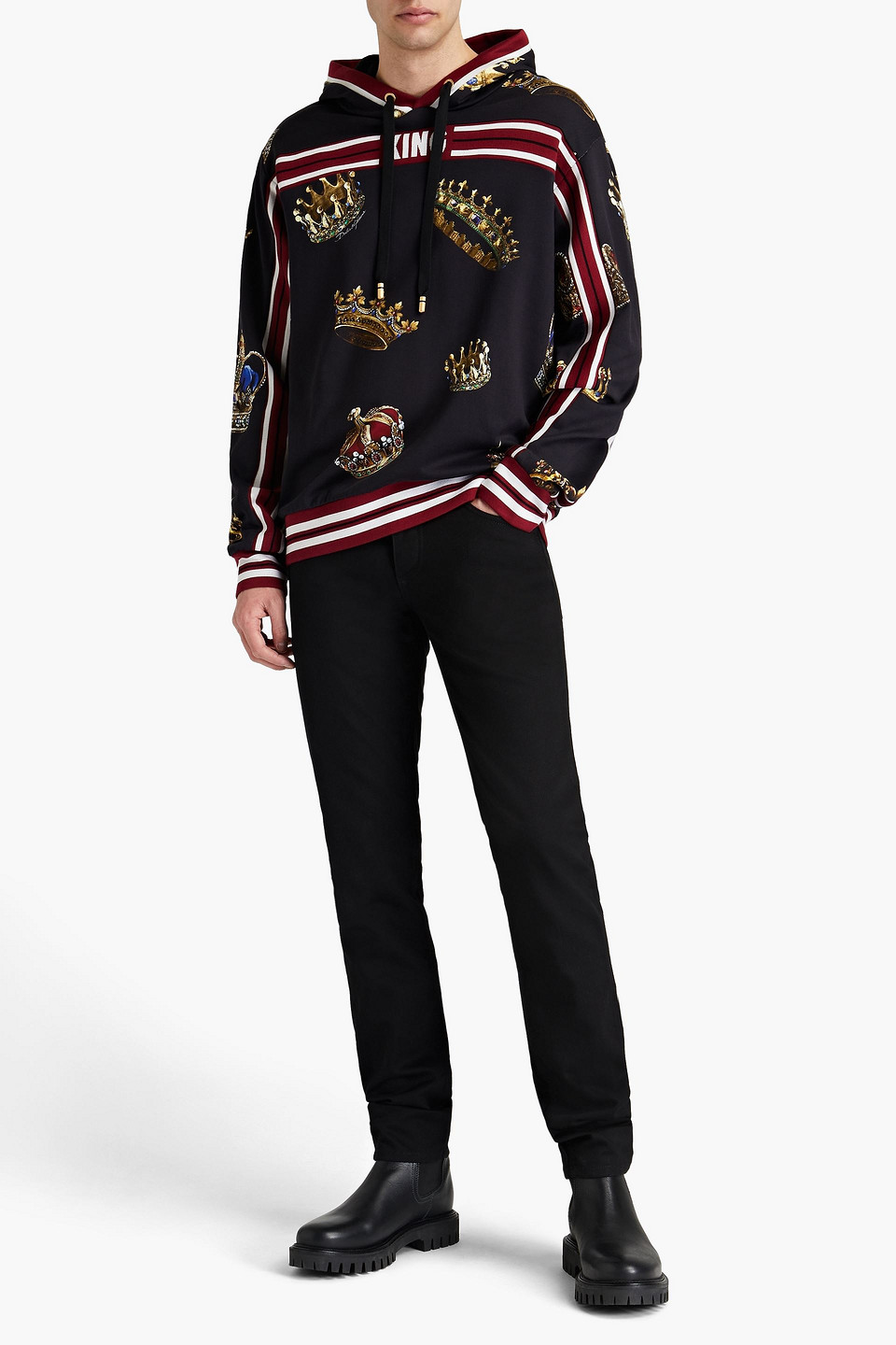 Dolce & Gabbana Man Slim-fit Embroidered Denim Jeans