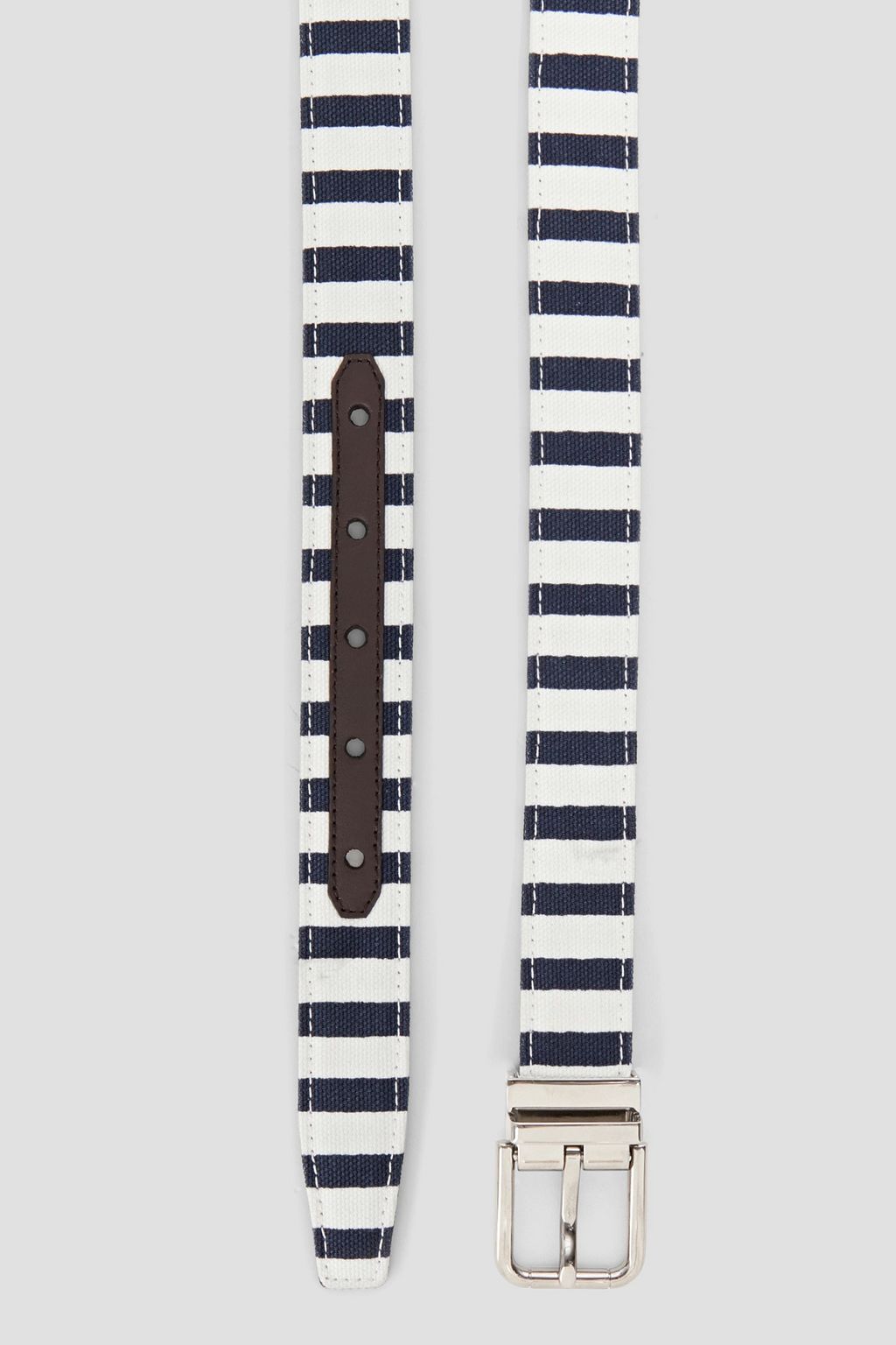 DOLCE&GABBANA Leather-trimmed striped canvas belt