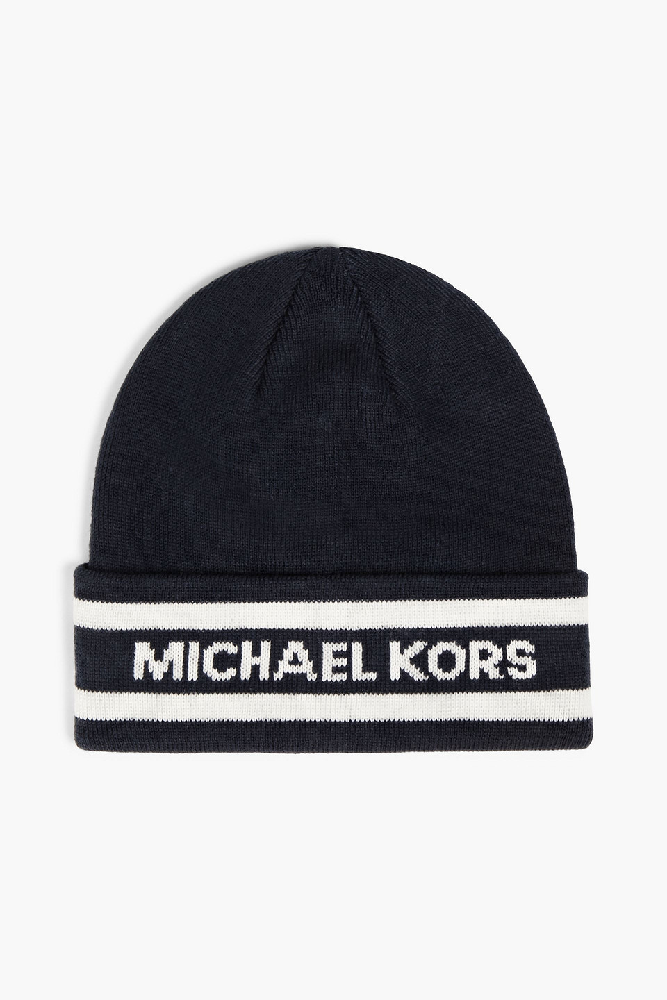 Michael Kors Logo-jacquard Knitted Beanie In Blue