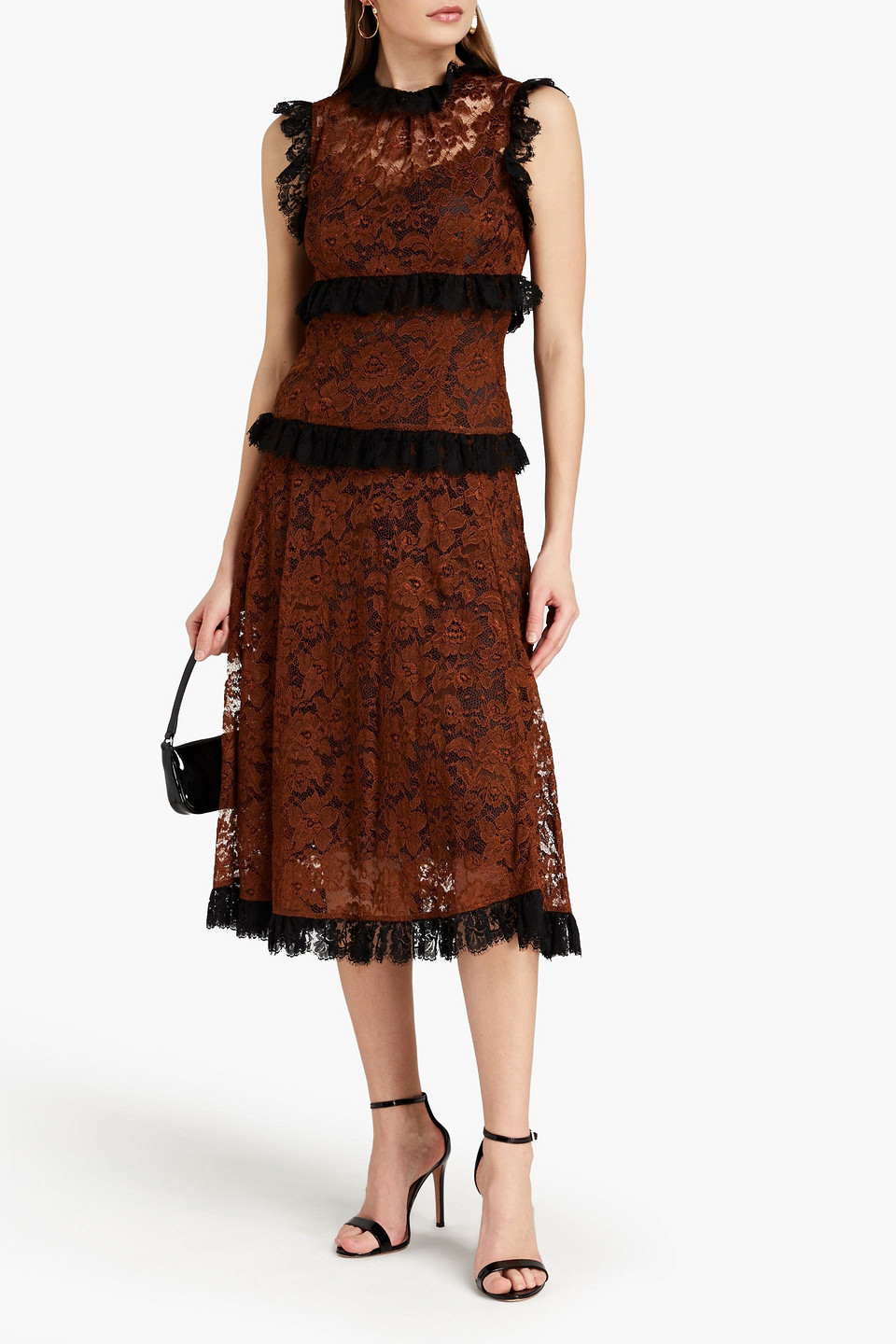 Dolce & Gabbana Ruffled Corded Lace Midi Dress In Multi