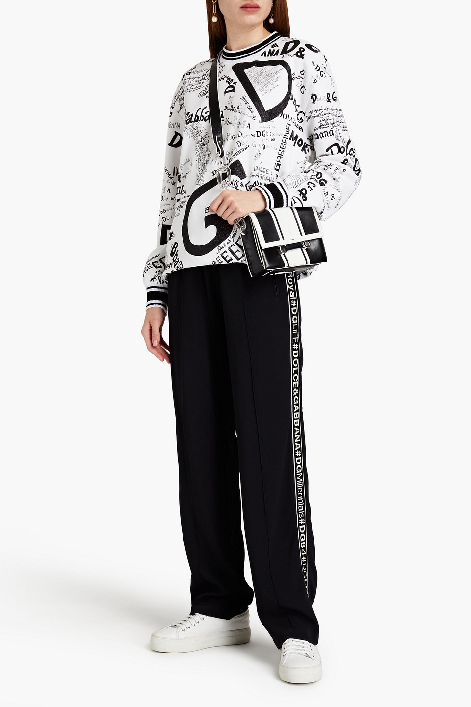 Dolce & Gabbana Stretch-crepe Track Pants In Black